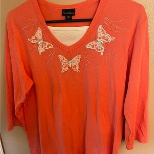 Butterfly rhinestone shirt size L